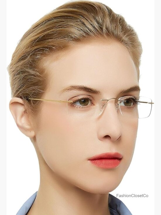 Titanium Rimless Reading Glasses Rectangular Spring Hinge Reader main image 4